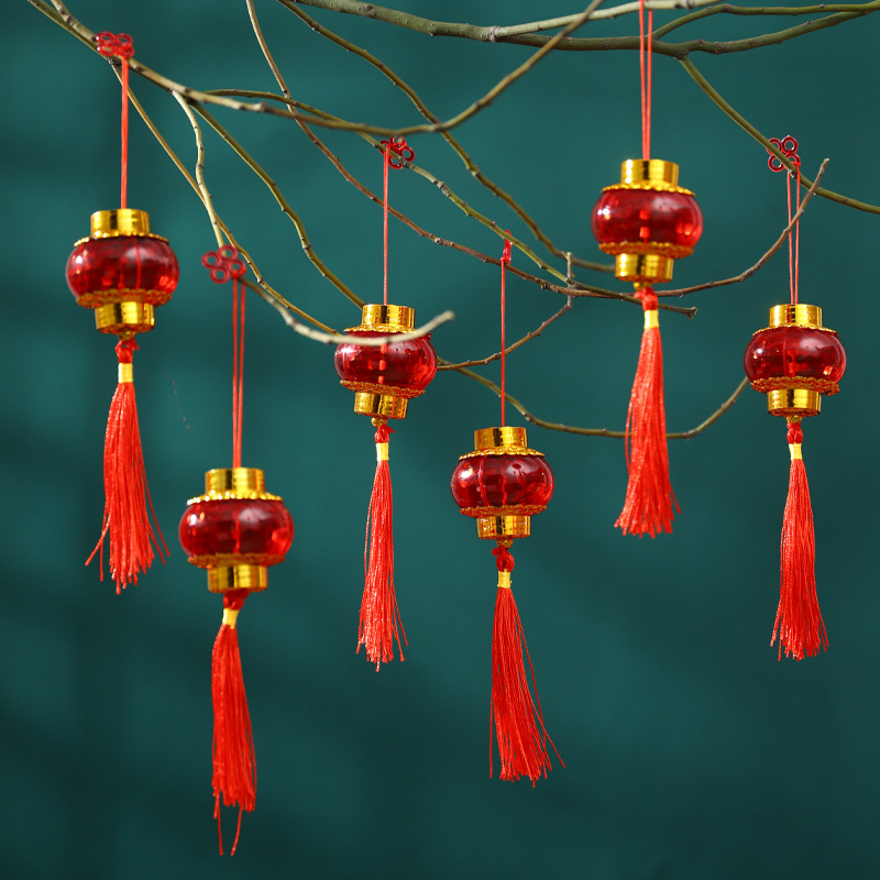 Año nuevo decoración 2024 Año del Dragón Festival de Primavera bonsai pequeños adornos fortuna árbol pequeña linterna colgante Año Nuevo fu carácter Linterna