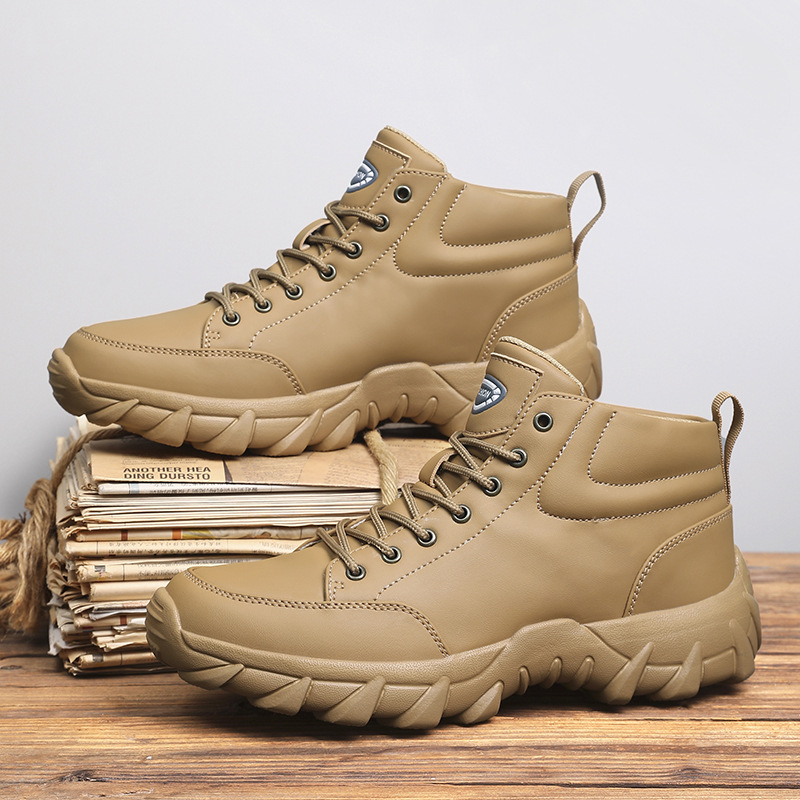 男鞋2024秋季新款高帮马丁靴户外男士防滑耐磨厚底百搭工装潮鞋子