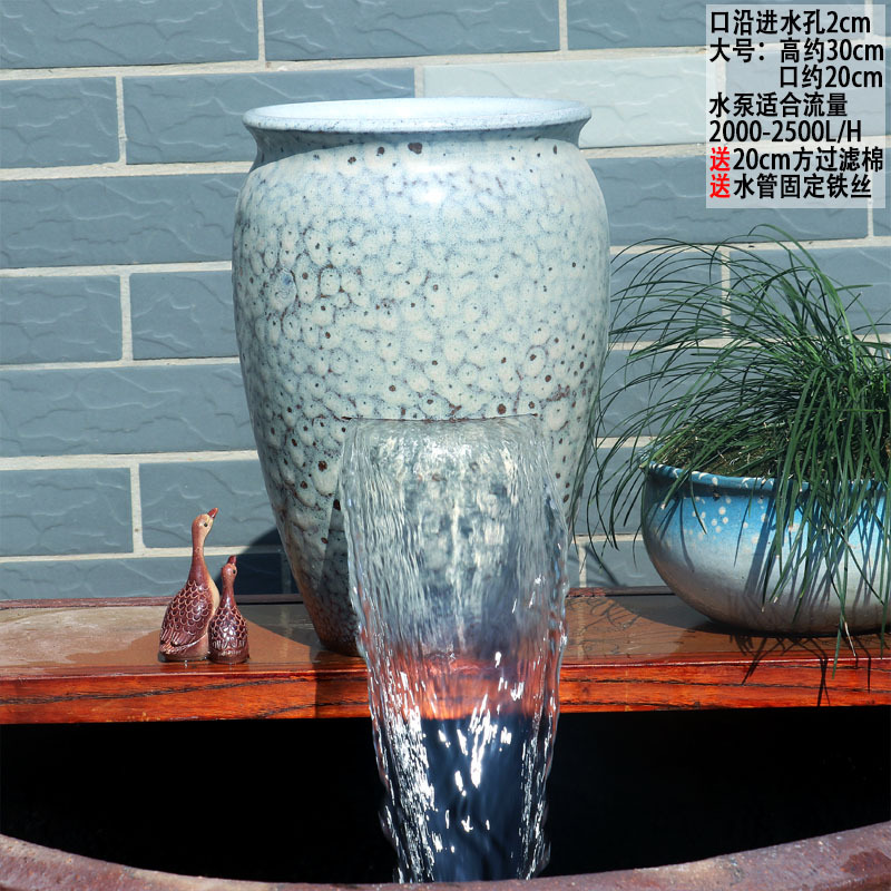 养鱼过滤切割流水罐循环增氧净水陶瓷流水缸古法养鱼小号流水中式|undefined