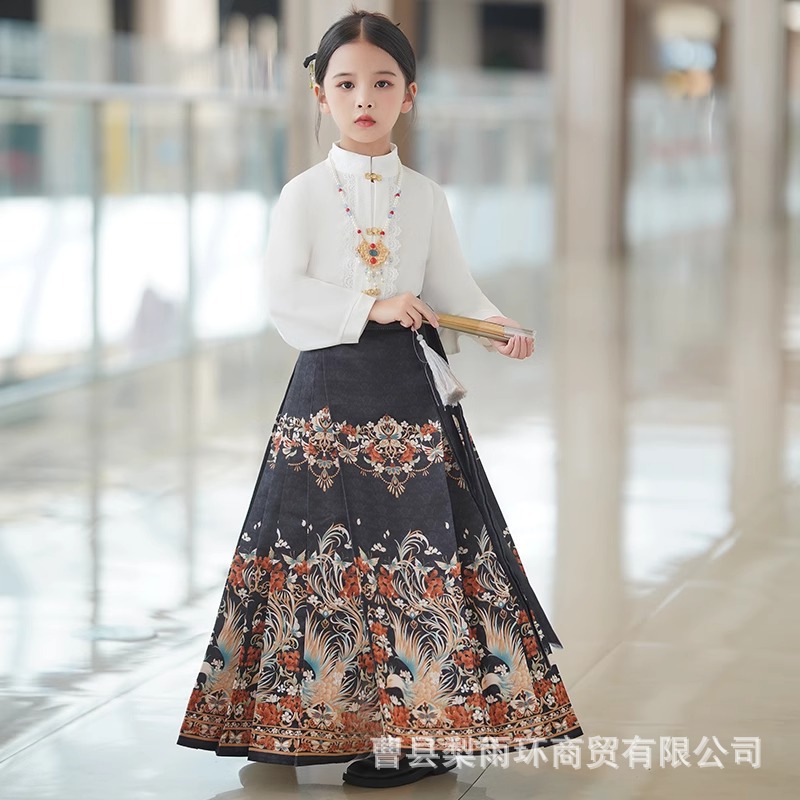 New Girls Horse-Faced Skirt Suit Spring & Fall New Chinoiserie Han Dynasty Ming Dynasty Ancient Costume Chinoiserie Kidsren's Tang Suit Clothing