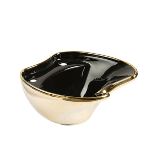 Hair Salon Shampoo Basin Hair Salon Luxury Gold Ceramic Basin Hairdressing Black Gold Ceramic Flushing Basin