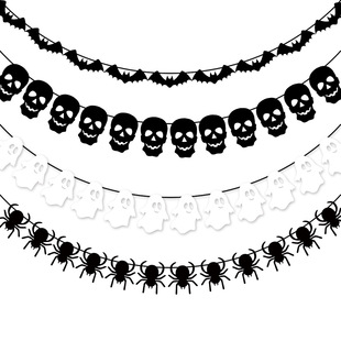 Cross-Border New Halloween Decoration Flag Amazon Background Bat Skull Ghost Banner Party Party Supplies
