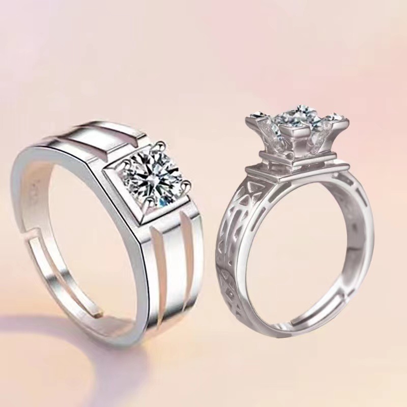 Paarringe, Diamantringe für Männer und Frauen, offene Eheringe mit simuliertem Zirkon, vergoldete Herrenringe, Herrenringe_voghion.com