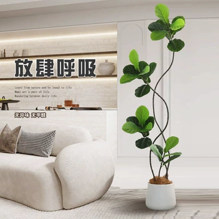 仿真绿植琴叶榕室内盆栽仿生植物假树轻奢客厅装饰品落地摆件