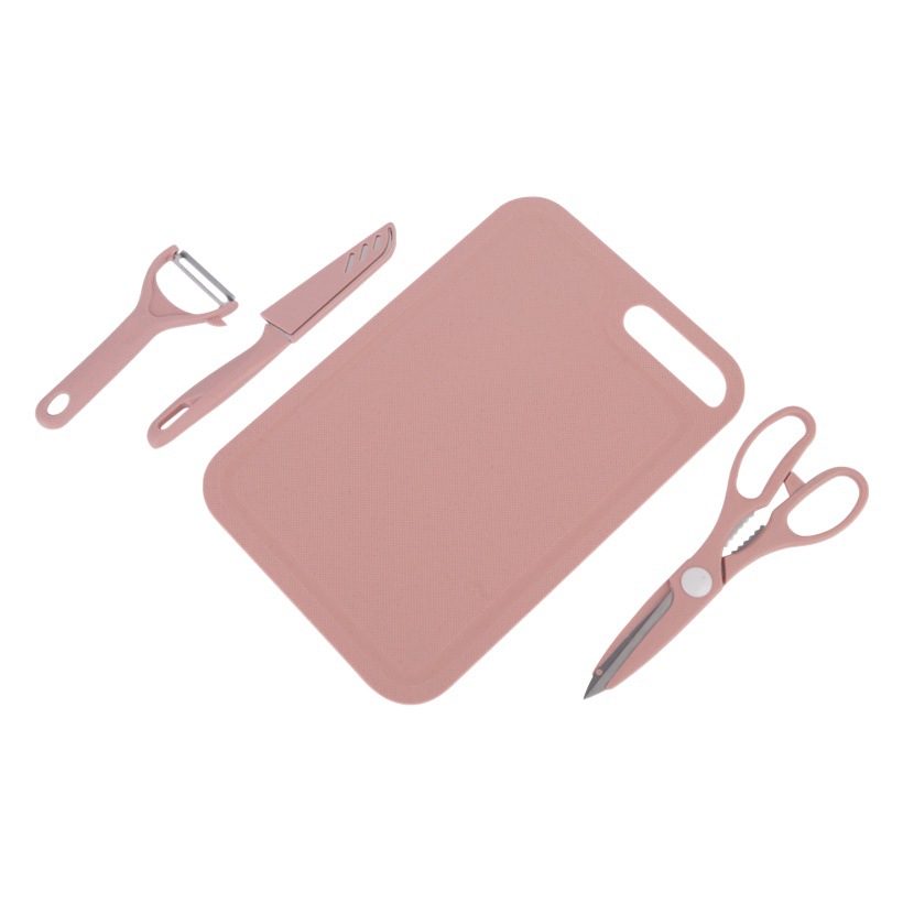 Juego de tabla de cortar de plástico tabla de cortar de cocina tabla de cortar cuchillo pelado cuchillo de fruta tijeras al aire libre portátil de tres piezas conjunto
