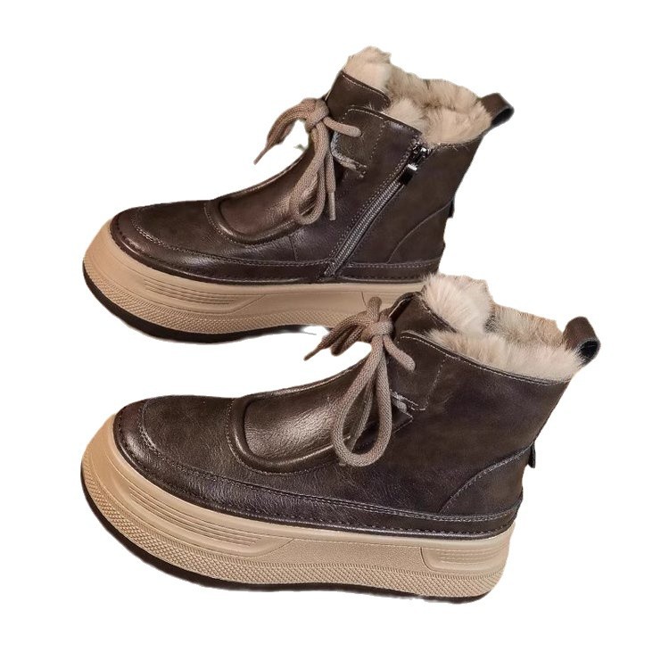 Herbst Winter 2024 Vielseitige dicke Sohlen Short mit Samt-Baumwollschuhen, rutschfest und höhenverstellbar für Damen, warm_voghion.com