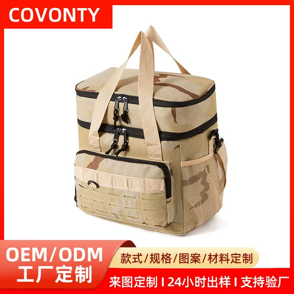 Cross-Border Amazon Double-Layer Camouflage Picnic Bag, Portable Insulated Bag, Large-Capacity Camping Bag, Outdoor Ice Bag, Lunch Box Bag