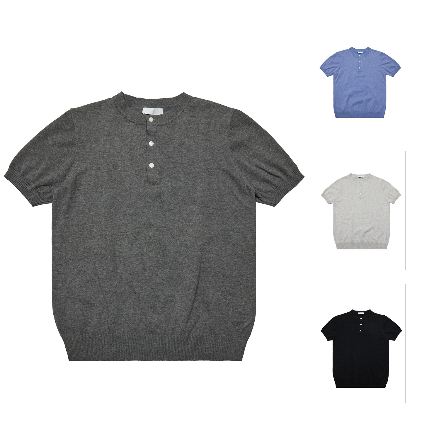 Bc Light Luxury Old Money Style Henry Collar Simple Casual Versatile Regular Shoulder Round Neck Floral Yarn Knit Short Sleeve Tee for Men and Women