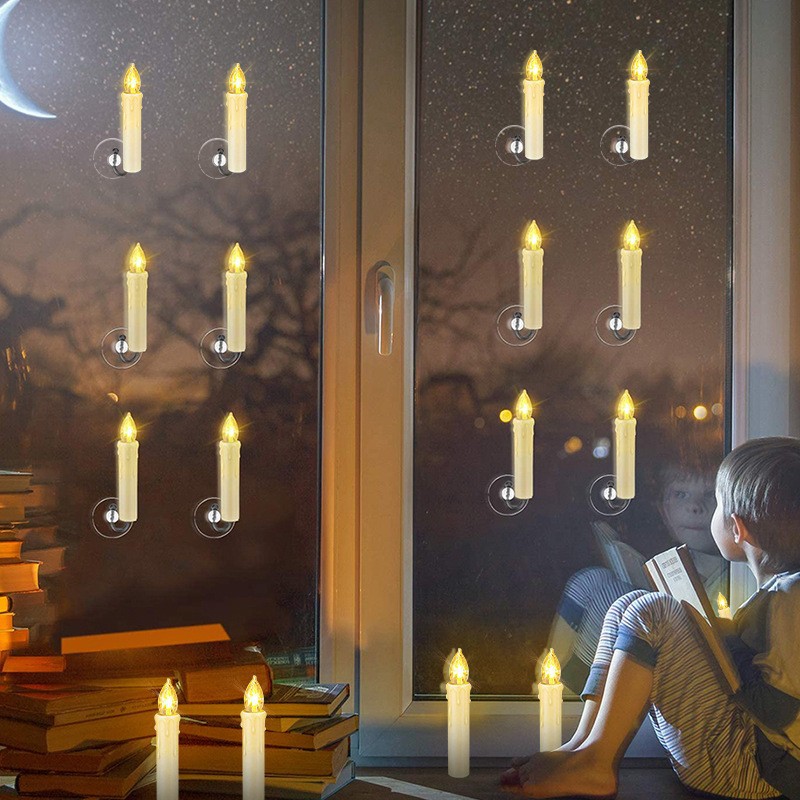 Clip de árbol de navidad vela con accesorios de gancho lámpara de mantequilla decorativa ventana luz de vela control remoto barra electrónica cera transfronteriza