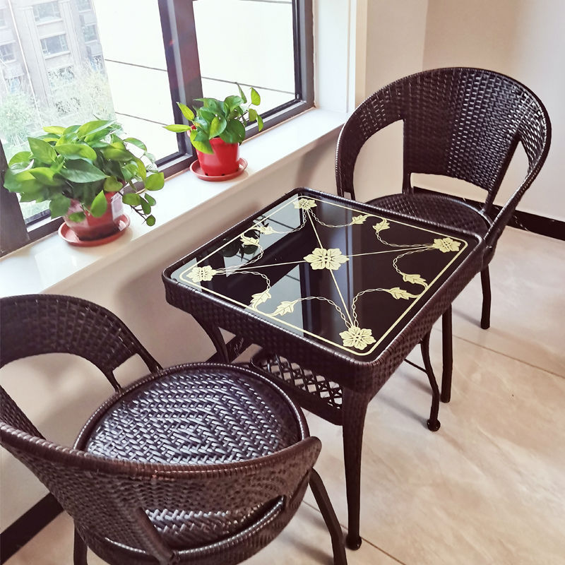 Rattan Chair Three-piece Set Balcony Leisure Table and Chair Combination Back Chair Small Square Table Swivel Chair Coffee Table Rattan Chair Five-piece Set Rattan Chair Three-piece Set Balcony Leisure Table and Chair Combination Back Chair Small Square Table Swivel Chair Coffee Table Rattan Chair Five-piece Set
