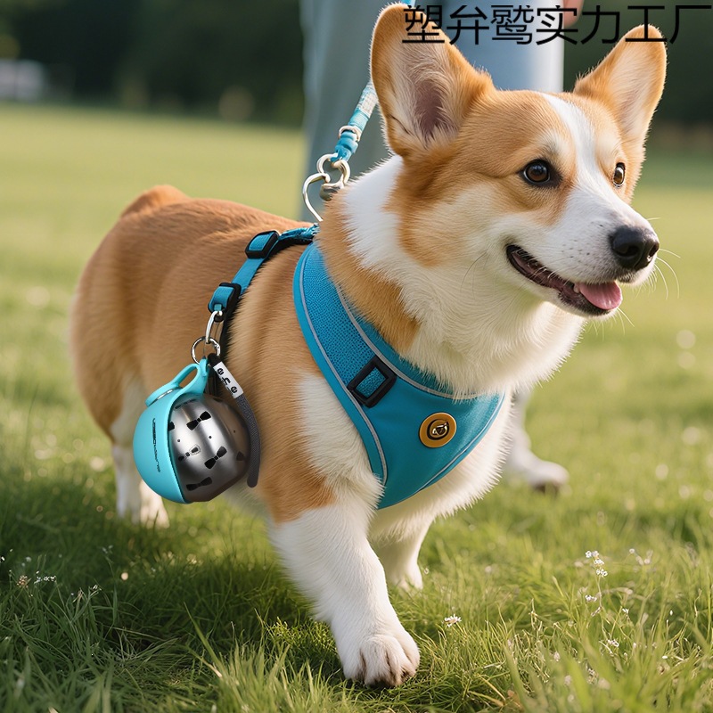 Nuevo tipo transfronterizo de mascotas de acero inoxidable hervidor de agua para perros y gatos para beber agua al aire libre para pasear perros integral plegable taza de agua portátil