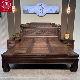 Rosewood Chinese Solid Wood Bed Carved Ming and Qing Dynasties Antique Carved Double Bed 1.8 m Master Bedroom Home Villa Wedding Bed