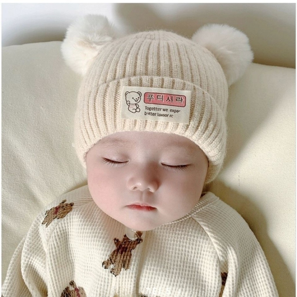 Babylue Høst og Vinter Gutter og Jenter Babystrikket ulllue Søt Supersøt Baby Big Eyes Pullover Cap Trendy_voghion.com