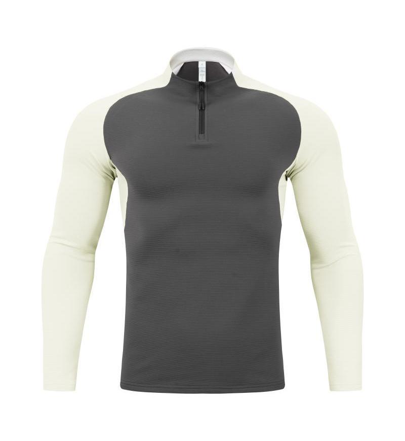 Otoño y invierno nuevo hombre de manga larga media cremallera camiseta deportiva casual versátil ropa europea y americana para correr fitness medio abierto