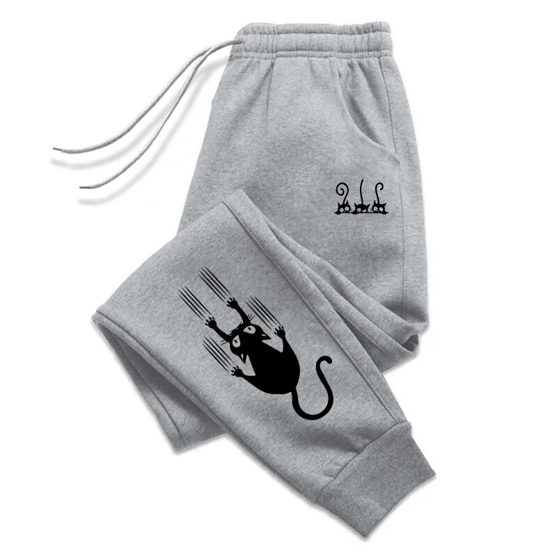 Cute Cat Print Sweatpants for Women, All-Season Comfortable Soft Drawstring Joggers, High-Quality Women's Pants