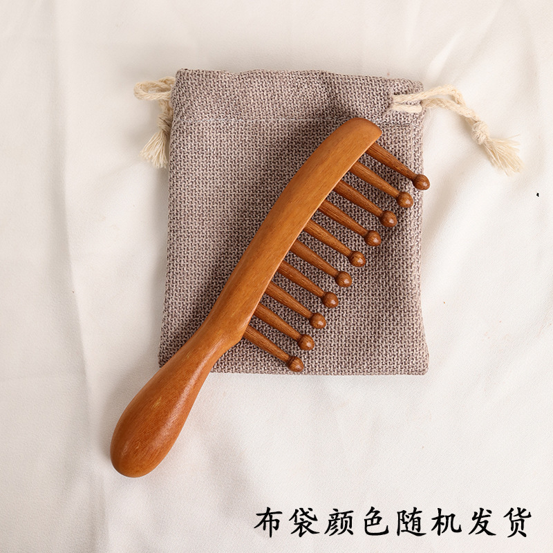 龙凤檀木梳子加长柄宽齿圆齿可刻字插齿美发梳头部手柄带把|undefined