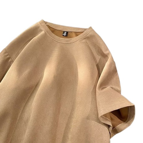 Standard fashionable trendy brand ins round neck summer city style button decoration youth popular trendy five finger sleeve men's T-shirt