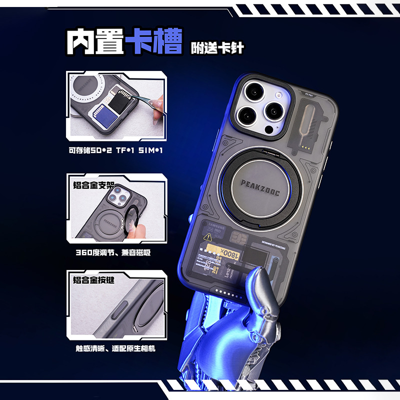 Cyberwind mobile phone case SD TF SIM card storage iPhone15/16pro & max fulcrum magnetic attraction