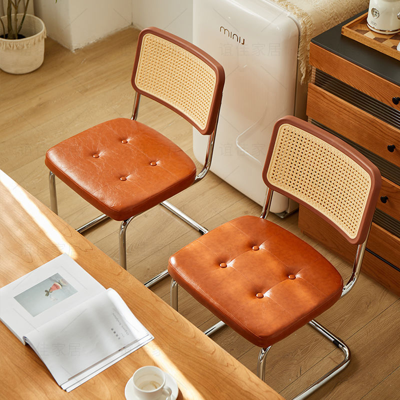 Imitation rattan soft seat chair minimalist Nordic home designer dining chair trendy cafe hotel leisure Mid-century modern chair