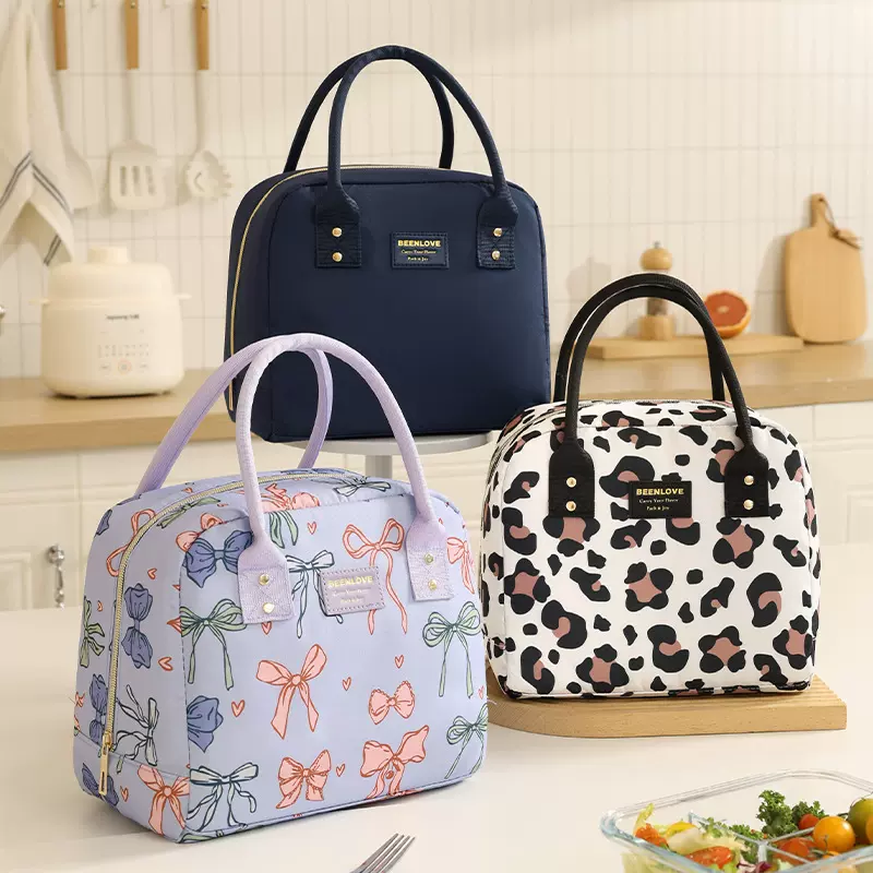 跨境新款四方手提餐包上班族饭盒手提包户外保温袋手提便当包