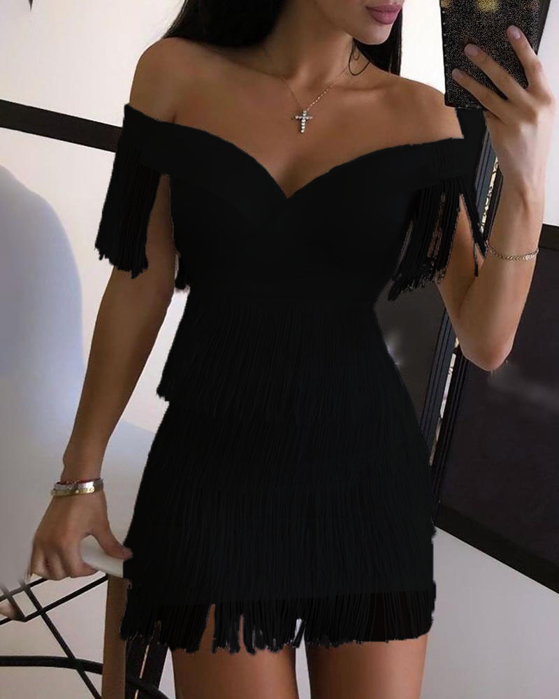 European And American Foreign Trade Fashion Tight Dress Amazon Wish2022 New One-shoulder Fringed Tight Skirt
