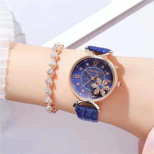  New Women's Foreign Trade Women's Watch Casual Fashion Trend Versatile Belt Roman Two-piece Bracelet Set Watch