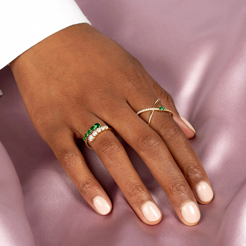 Daily Occasion 925 Sterling Silver Material 925 Sterling Silver Turquoise Zircon Open Ring Geometric