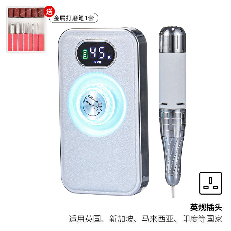 Pulitzador de uñas transfronterizo, tienda de uñas, herramientas de pulido de descarga de uñas profesionales, pulitador de almacenamiento de energía portátil, cuero