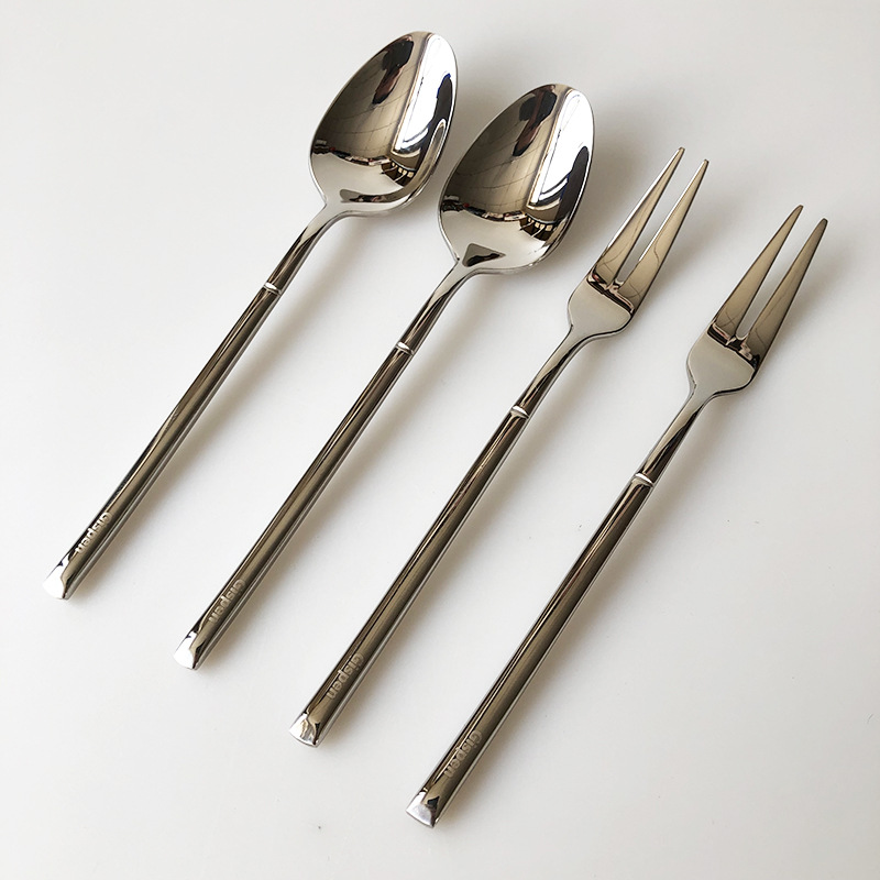 XMAN库存外贸汤勺小叉子304不锈钢西餐勺子水果叉家用儿童吃饭勺