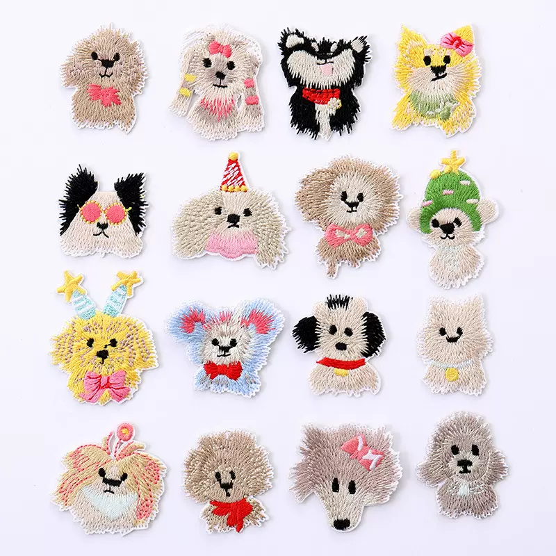 跨境卡通小狗刺绣布贴可爱萌宠风服装辅料包包装饰补丁贴批发现货