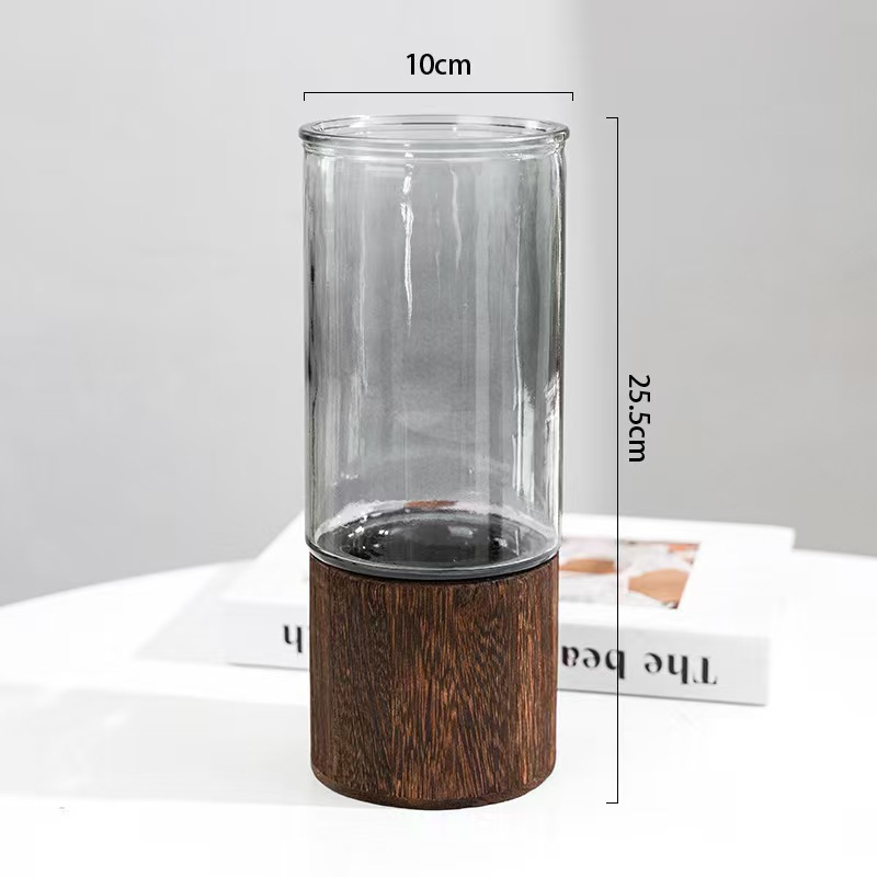 Vaso de vidrio de lujo ligero ornamentos chinos soporte de flores inwind sala de estar base de mesa decoración de mesa de comedor