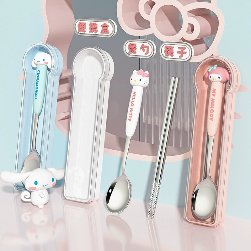 Sanrio, handheld genuine tableware, cartoon spoon for students, chopsticks