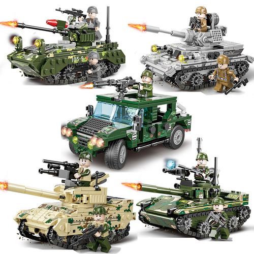 New product Xiangjun XJ919 small particle assembled building blocks military armored vehicle tank boy toy set