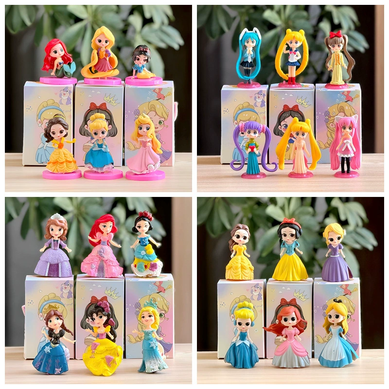 Mini Princess Figure Doll, PVC, Multiple Sizes, Gift Box Sets (2–7 pcs)
