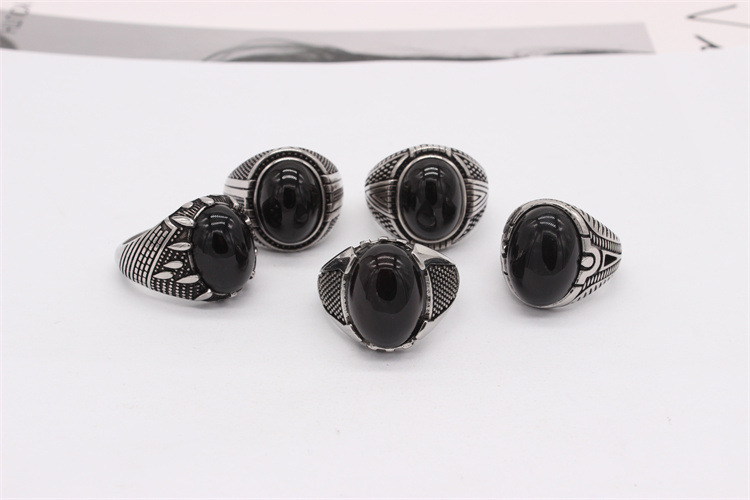 20g Weight Gem Inlay Material Rings Classification 12, 7, 8 Ring Size 1 Piece Quantity Daily, Party Occasion Titanium Steel Material Geometric Pattern Men's Gender Retro, Vintage Style Style Men's Retro Vintage Style Rings Geometric Titanium Steel Gem Men Signet Rings 1