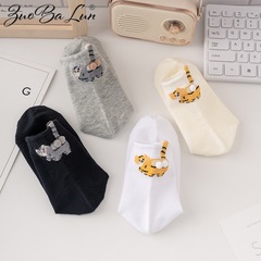 纯棉卡通蛋蛋猫搞怪袜子女中筒袜ins潮春秋棉袜可爱动物无骨长袜