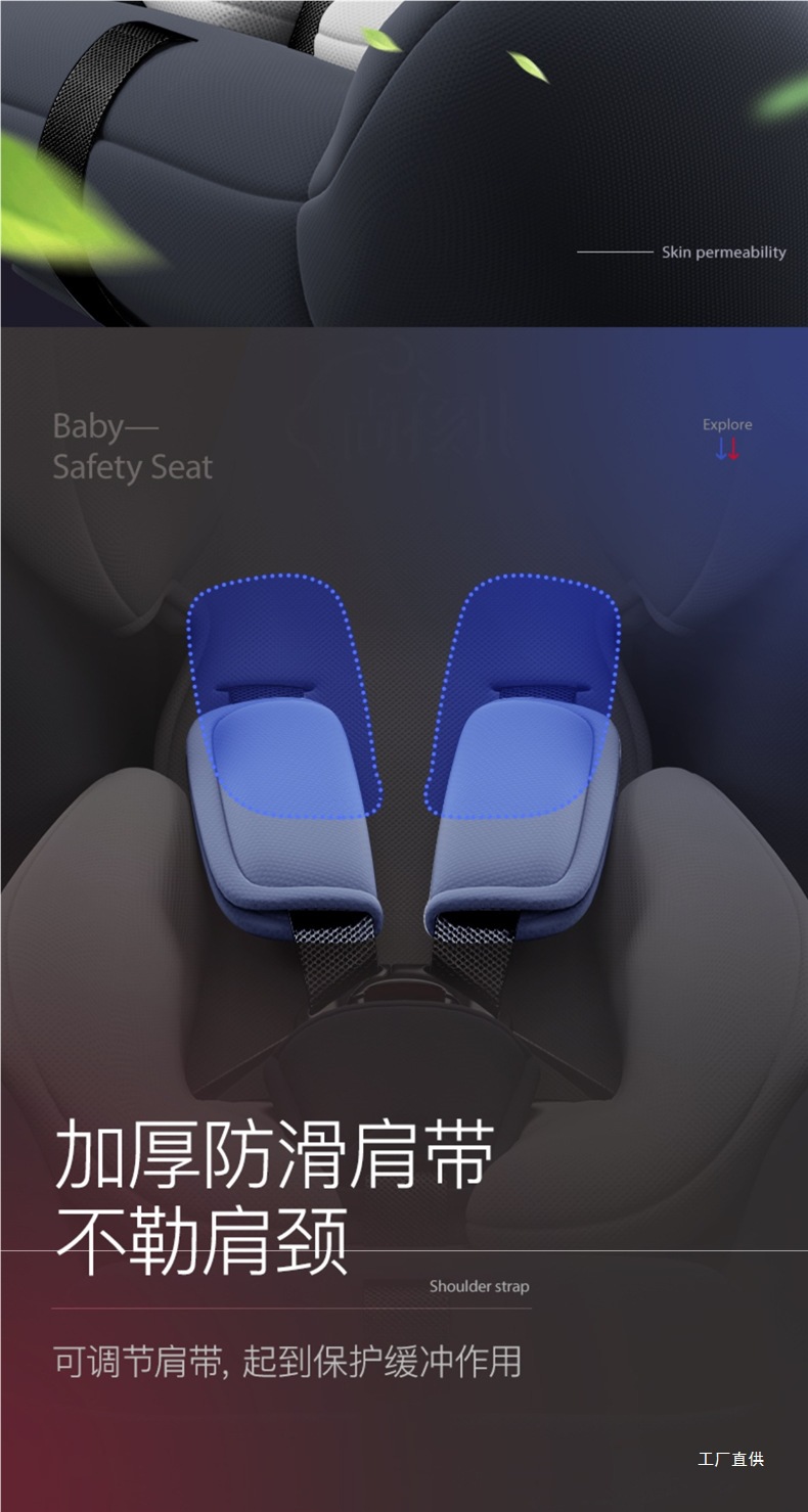 Child Safety Seat Car 360-Degree Rotating Seat 0-12 Years Old Baby Isofix Car Peihui