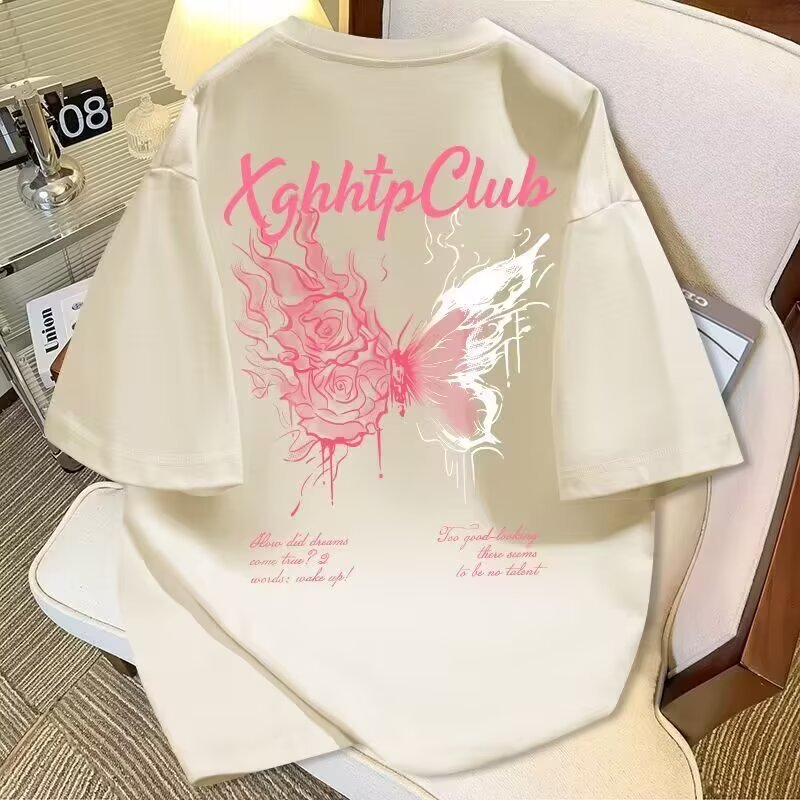 T-shirt oversize con stampa farfalla per uomo e donna_voghion.com