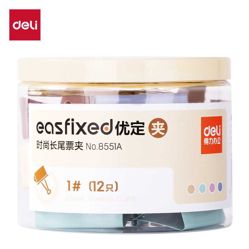 Deli 8487 clip de cola larga de color clip de 19mm clip de cola de milano clip de boleto de hierro clip de foto carpeta de información financiera
