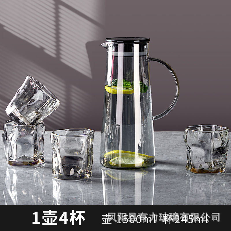 メーカー卸売り耐高温ガラス冷水筒高ホウ素シリコン飲料カップ家庭用浄水器セット冷水筒大容量|undefined