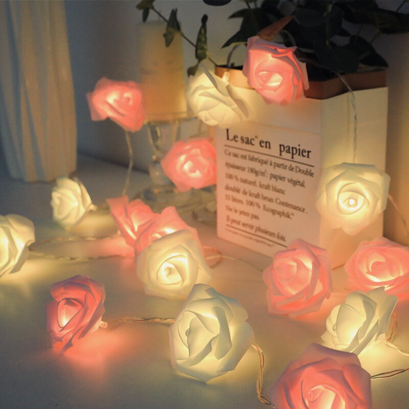 Led Rose Light String Indoor Proposal Confession Rose Light String Room Decoration Battery Box Rose Light String Lantern
