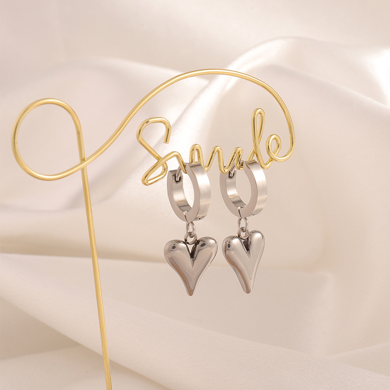 Pendientes de acero titanio, estilo coreano, de alta gama, modernos, diseño simple, pendientes con borla en forma de corazón, no se decoloran, pendientes chapados en oro real