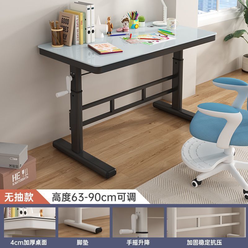 Hand-Operated Adjustable Computer Desk Student Solid Wood Desk Home Children's Study Desk Writing Desk Simple and Fashionable Office Desk