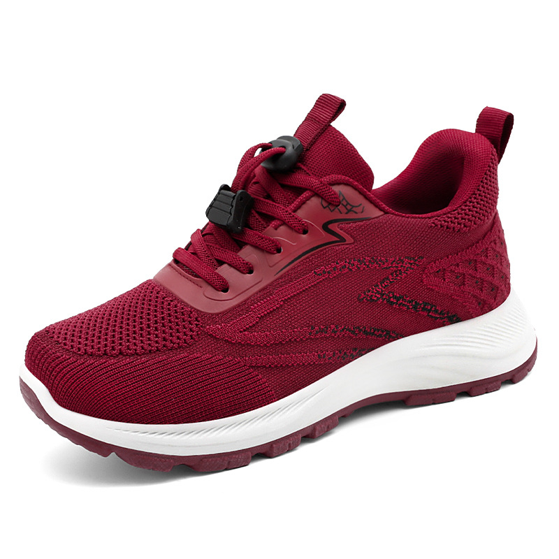 Zapatos para mamá, zapatos de algodón para caminar de primavera, zapatos casuales transpirables de punto, zapatos de mujer de una pieza para envío directo, zapatos de malla ligeros y cómodos.