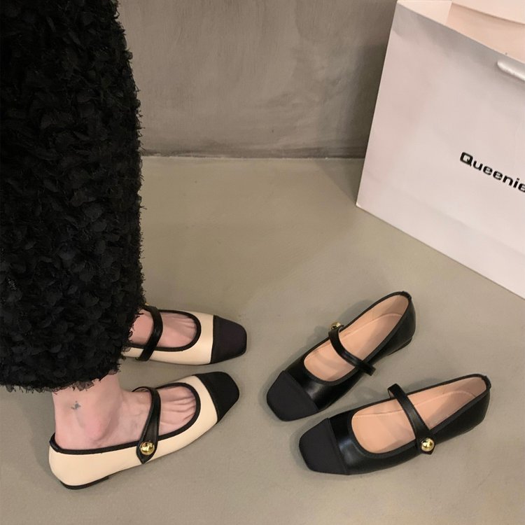 Flat Square Toe French Mary Jane Shoes For Women Spring New Style Little Soft Sole Loafers_vogvips.com