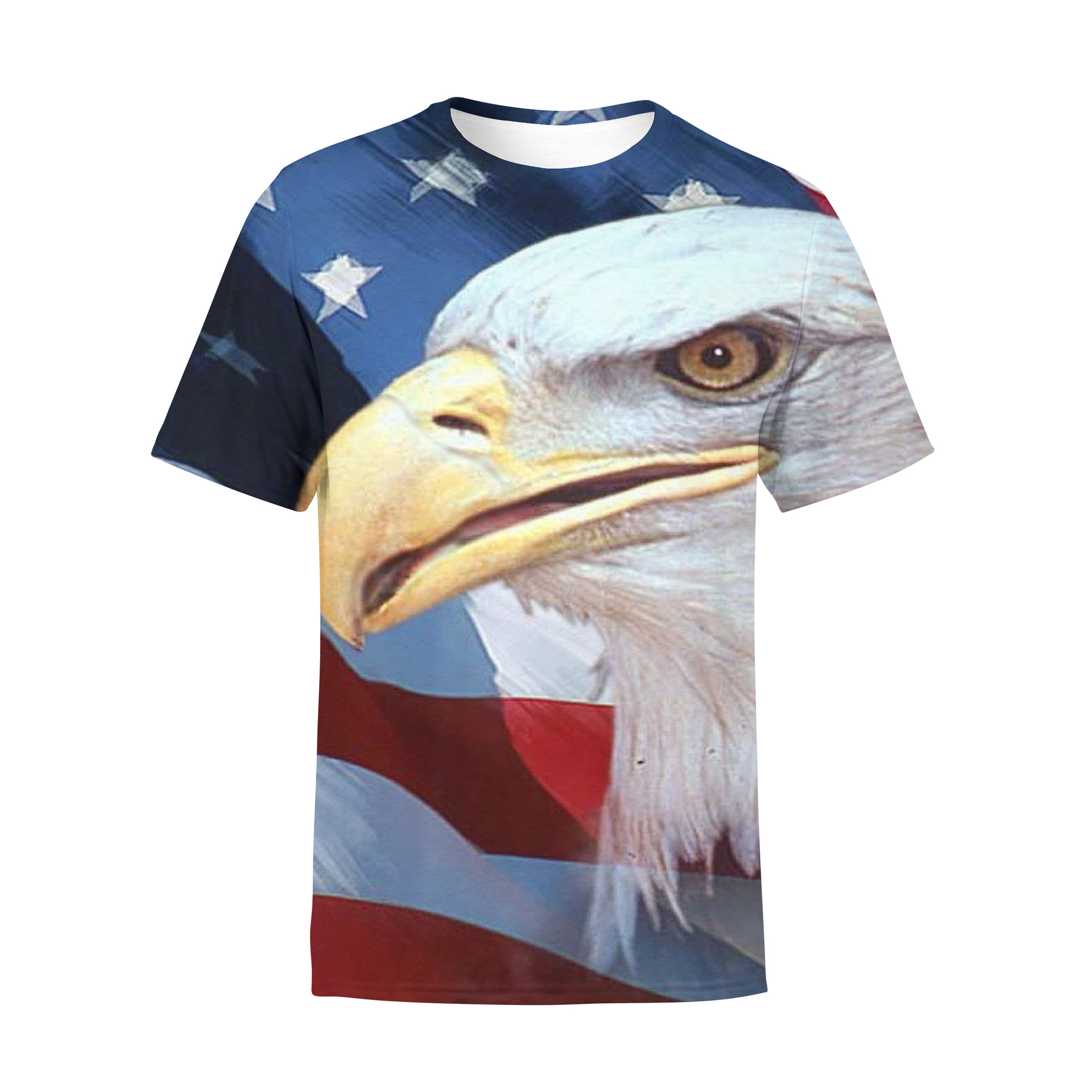 2022 verano nueva manga corta 3D Impresión digital bandera americana hombres y mujeres ropa camiseta suelta