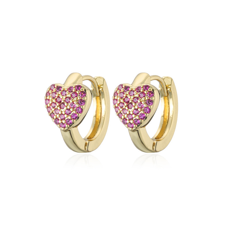 Boucles D&#39;oreilles D&#39;amour En Zirconium De Couleur Micro-incrustées De Cuivre De Style Simple display picture 6