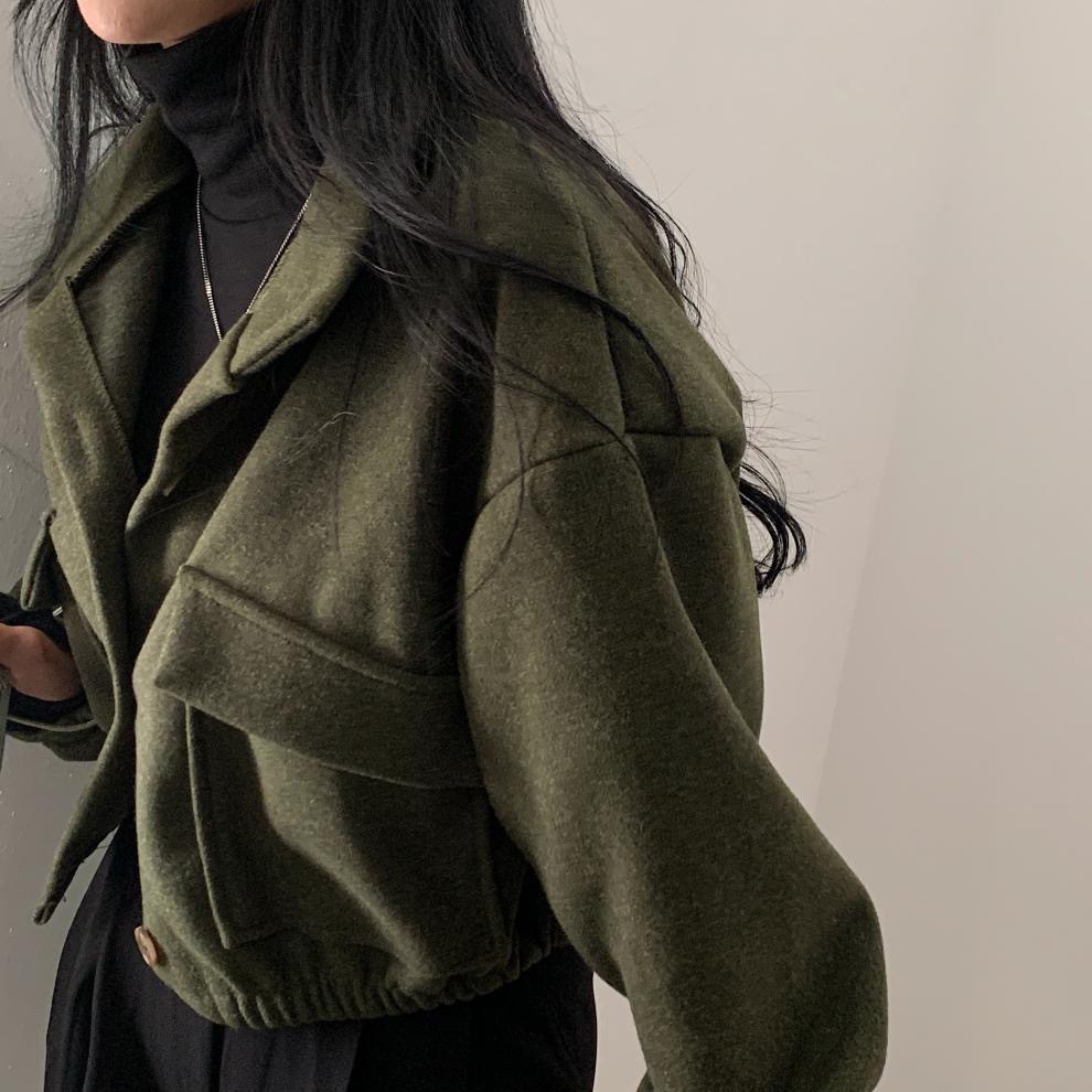 Women's Simple Style Streetwear Solid Color Zipper Coat Woolen Coat display picture 5
