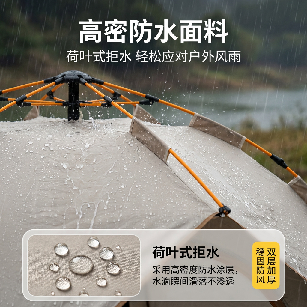 Tent for Outdoor Camping, One-Second Quick Setup, Portable Hiking and Camping Gear, Outdoor Tent for Heavy Rain and Sun Protection