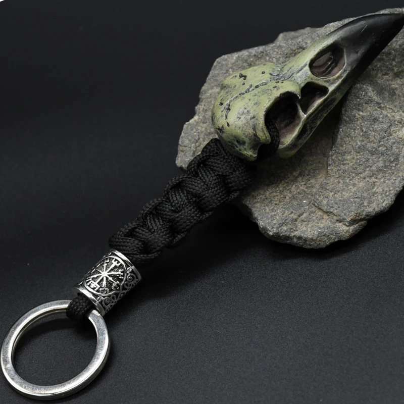 Odin Crow Skull Viking Eagle Head Pendant Key Ring Paracord Rope Viking Key Chain Odin Crow Skull Viking Eagle Head Pendant Key Ring Paracord Rope Viking Key Chain